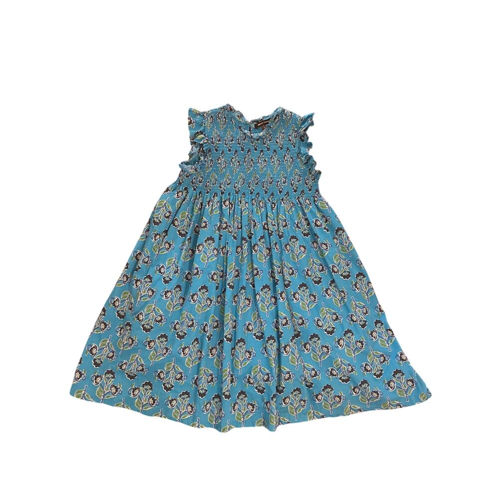 Youth Girls M 10 12 French Connection Blue Floral Printed Smocked Maxi Dress